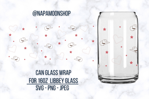 Cowboy Valentine 16oz Libbey Full Wrap