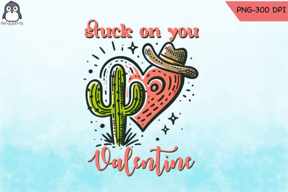 Stuck on You Western Valentine PNG